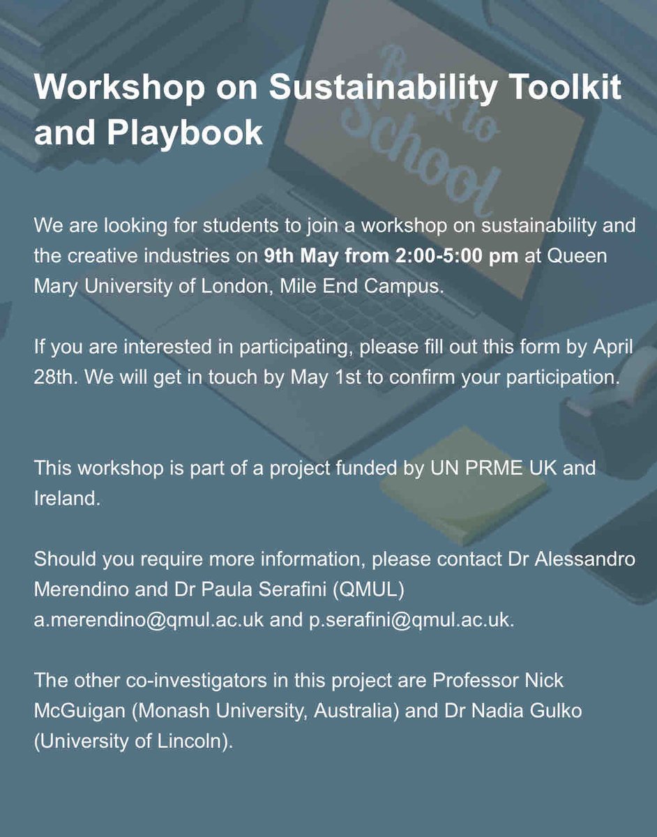 Help us create the Sustainability Toolkit and Playbook! 🌎 Refreshments will be provided and we will also provide a certificate of attendance to all participants. Please register your interest by 28th of April here: ow.ly/zehR50RpVxS Do share around!