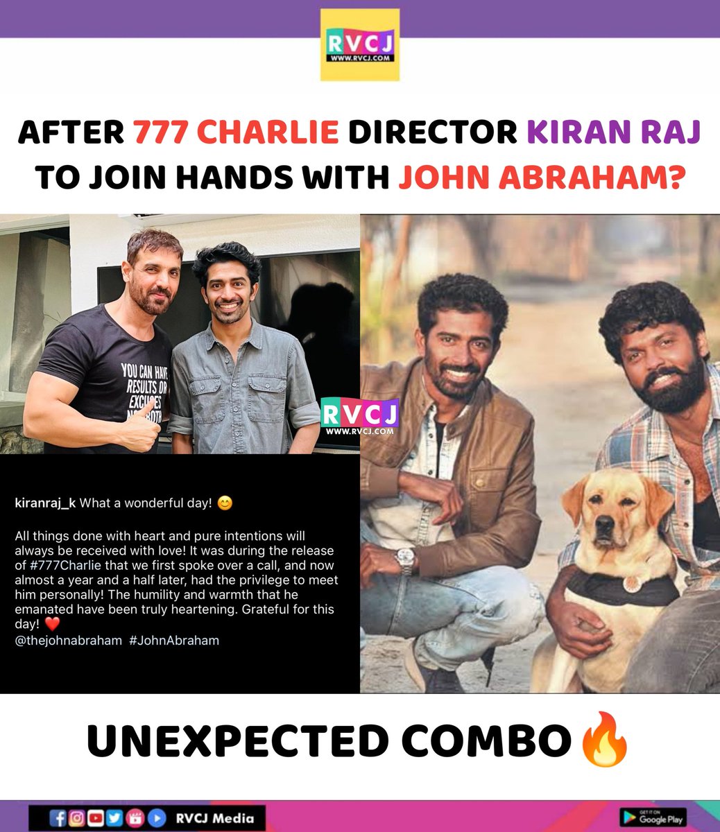 Offical Announcement Soon🔥
#777Charlie #JohnAbraham  #KiranRaj #RakshitShetty #Kannada #RvcjKannada