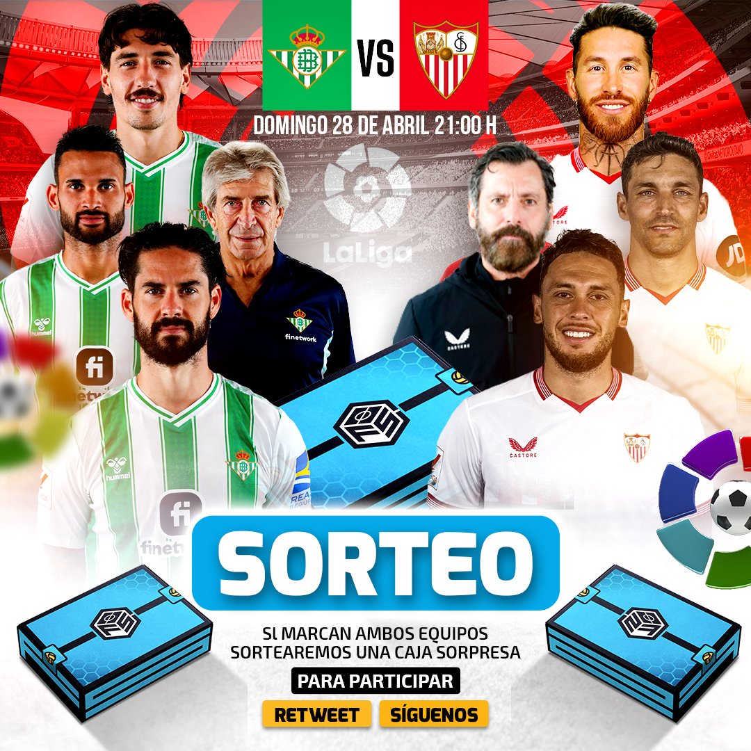 cfutbolsorpresa's tweet photo. 🚨SORTEO 🚨

👉 Si ambos equipos marcan en el Betis contra el Sevilla regalaremos una caja sorpresa 🎁

📬Para participar, síguenos 🤝

♻ Retuitea el post 💙

🍀 ¡Buena suerte a todos! 🍀

#Futbol #Betis #Sevilla #LaLiga https://t.co/4tAK6BknvF