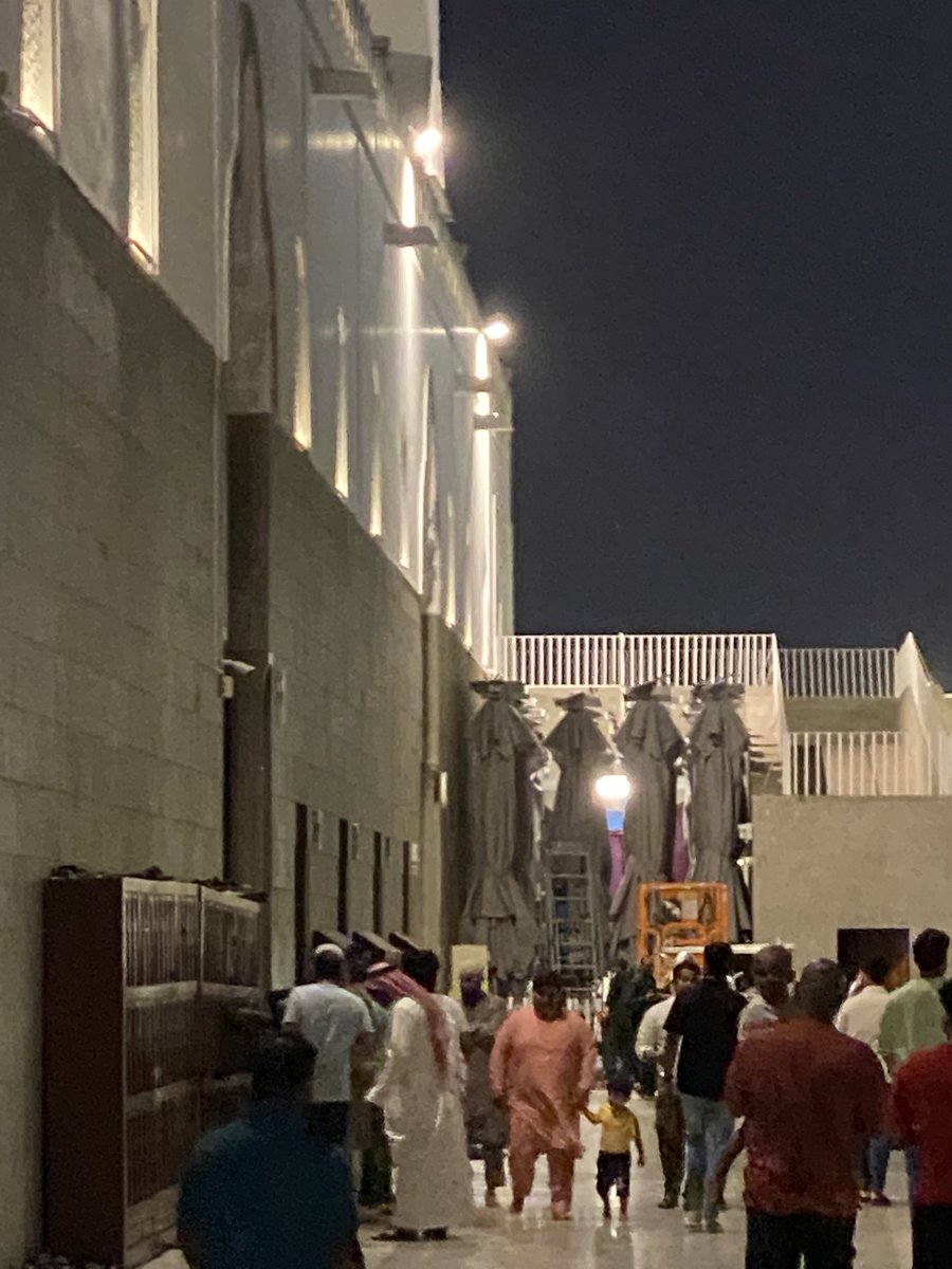 Umbrellas in the courtyards of Masjid Qubā, to protect the worshippers from the scorching heat.