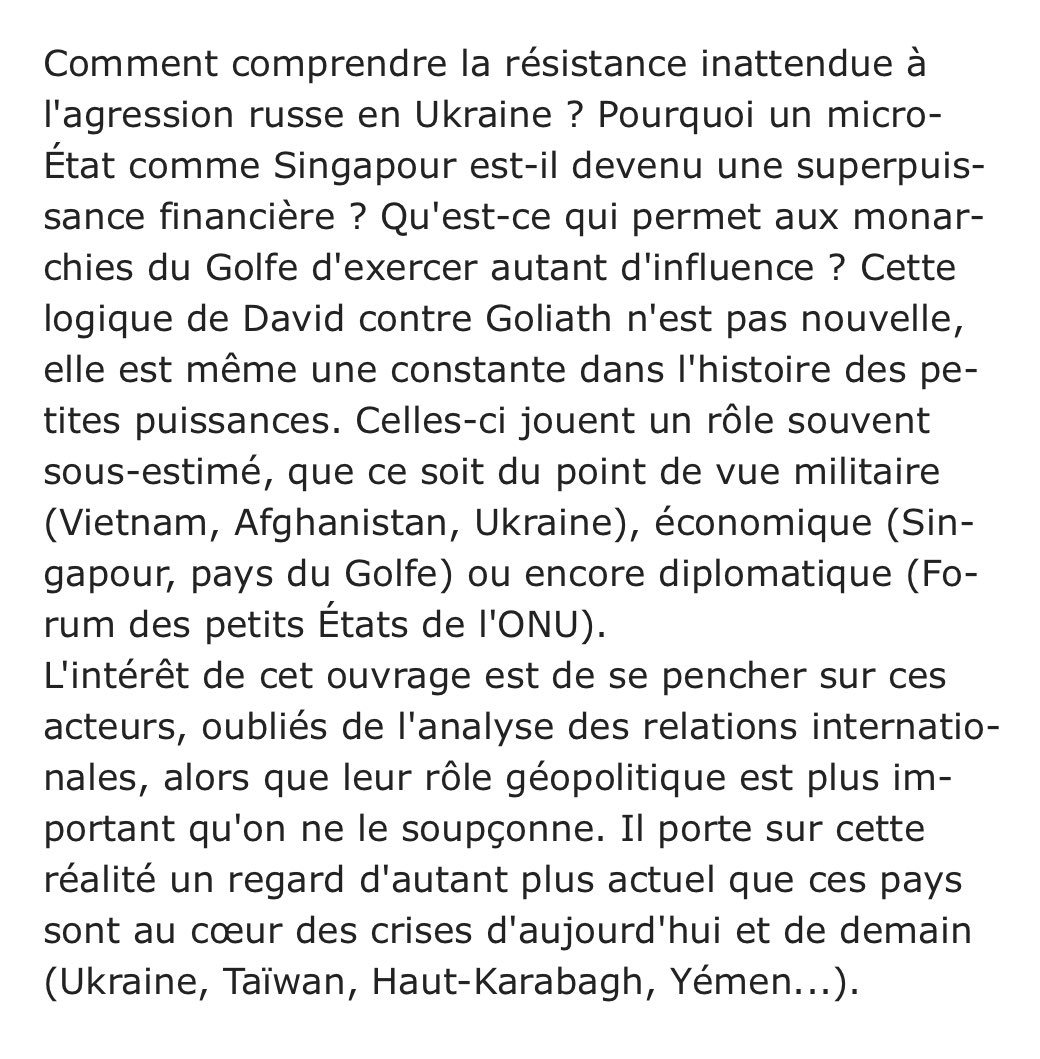 A paraître en mai <a href="/Ed_LaDecouverte/">Éditions La Découverte</a> 

Géopolitique des petites puissances - Thibault Fouillet