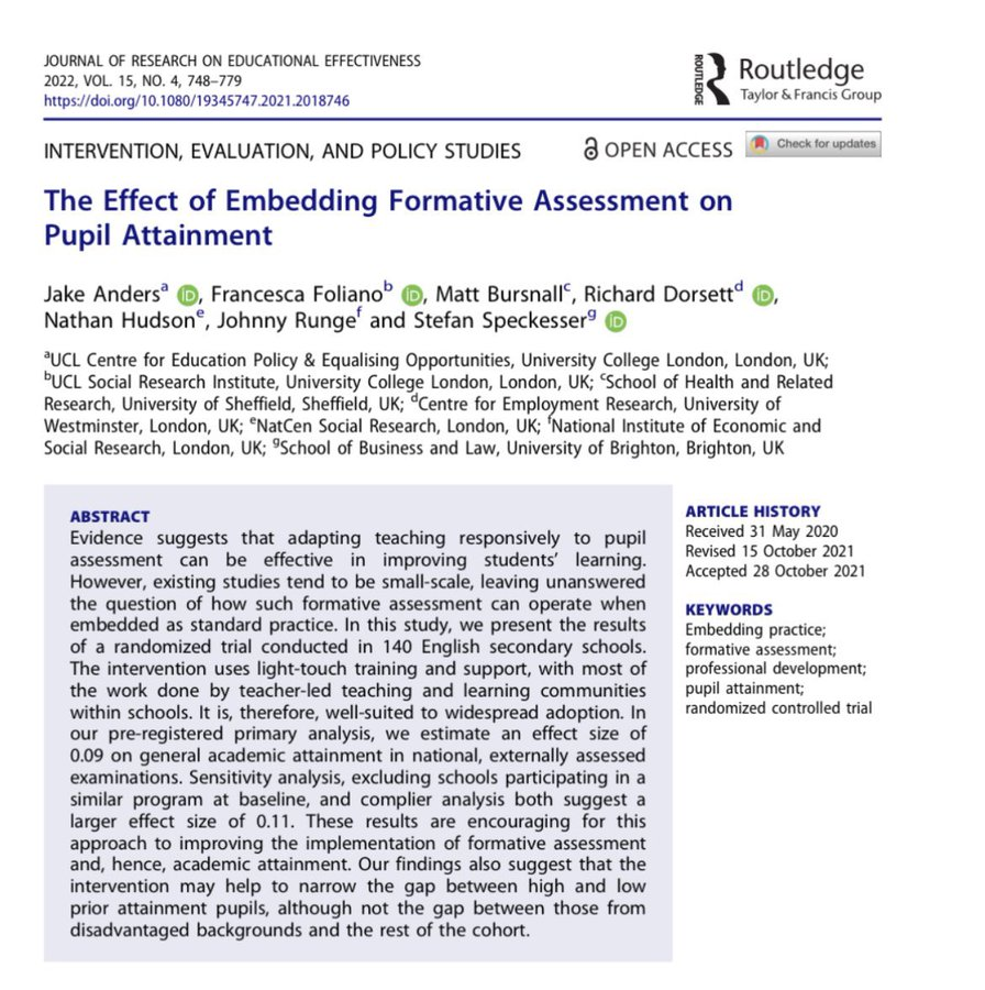 High-quality feedback is crucial in formative assessment. Improving feedback enhances student learning. An action theory and one or more concrete implementations tandfonline.com/doi/full/10.10…