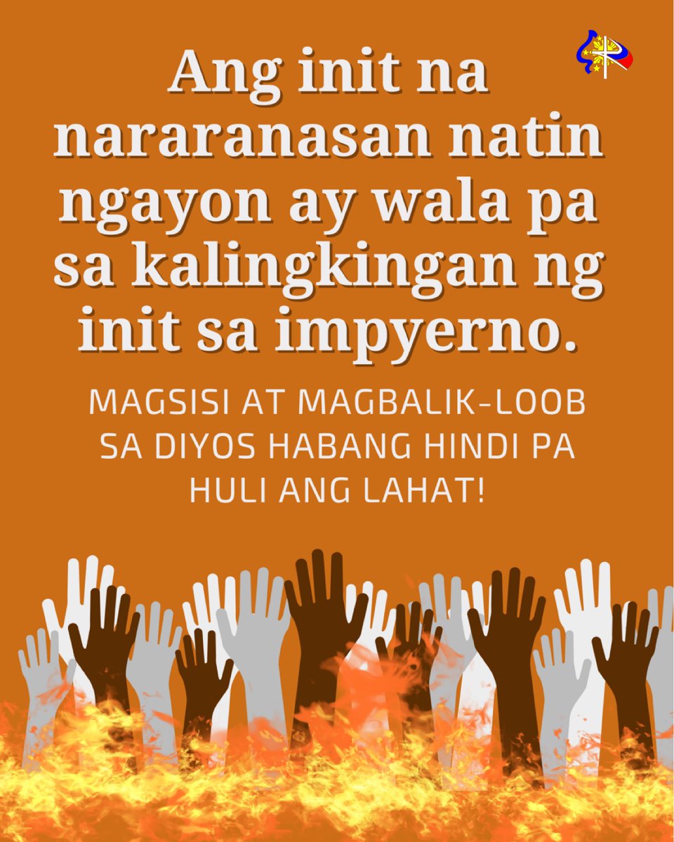 Ang init na nararanasan natin ngayon ay wala pa sa kalingkingan ng init sa impyerno. MAGSISI AT MAGBALIK-LOOB SA DIYOS HABANG HINDI PA HULI ANG LAHAT! 🙏

#InitFactor #HeatIndex #ExtremeHeat