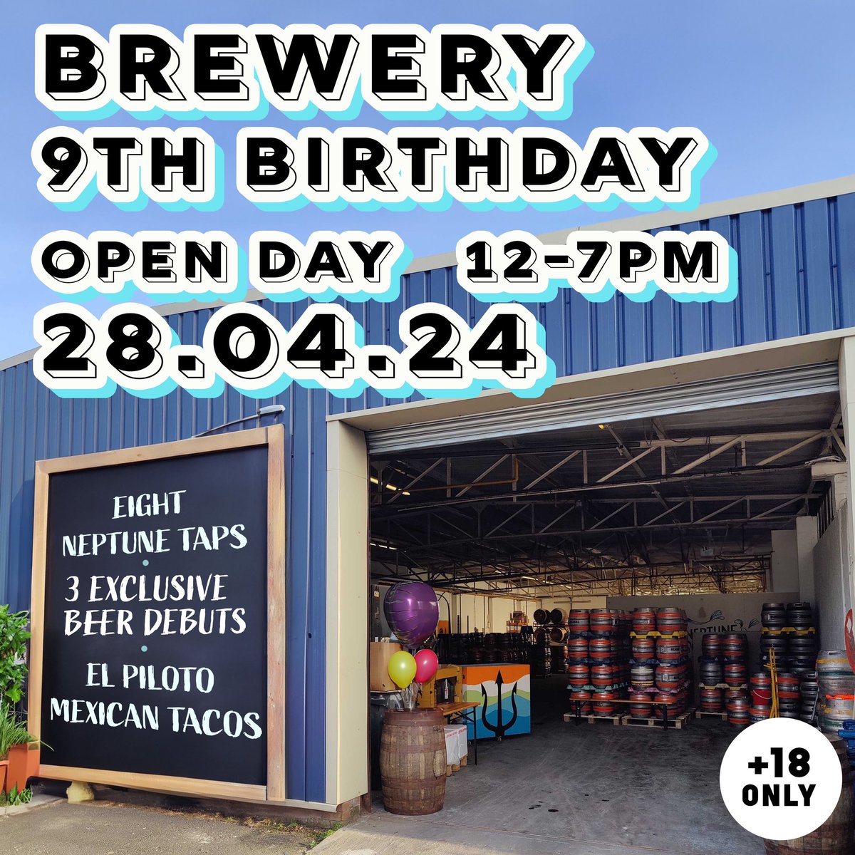 Let us help you with your Sunday plans. For the 2nd time we’re opening up the brewery 🔱 Come and celebrate our 9th Birthday with us! 🎉 We’ll have new beer releases pouring and delicious Mexican food to enjoy from El Piloto 🇲🇽