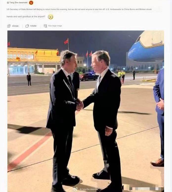 Humiliation: Blinken departed #China and only the US ambassador said farewell at the airport. Not a single Chinese official came. The lowest of the low in international diplomacy etiquette, reflecting the condition of US China relations. Even when he arrived to Beijing, he…