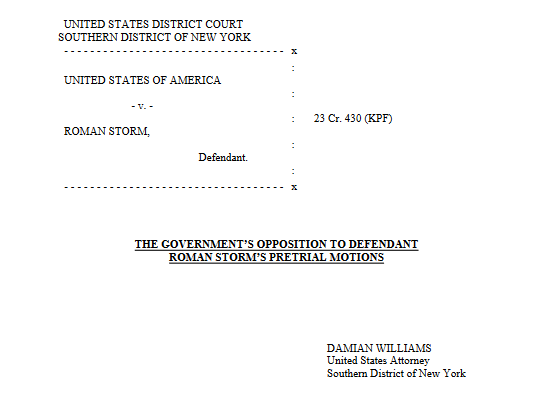 jp_koning's tweet image. The SBF case got all the attention but the Tornado Cash case may end up being the seminal crypto court case. Which is why you should read the government's response to the defence's motion to dismiss, published last night.

storage.courtlistener.com/recap/gov.usco…

👀👀