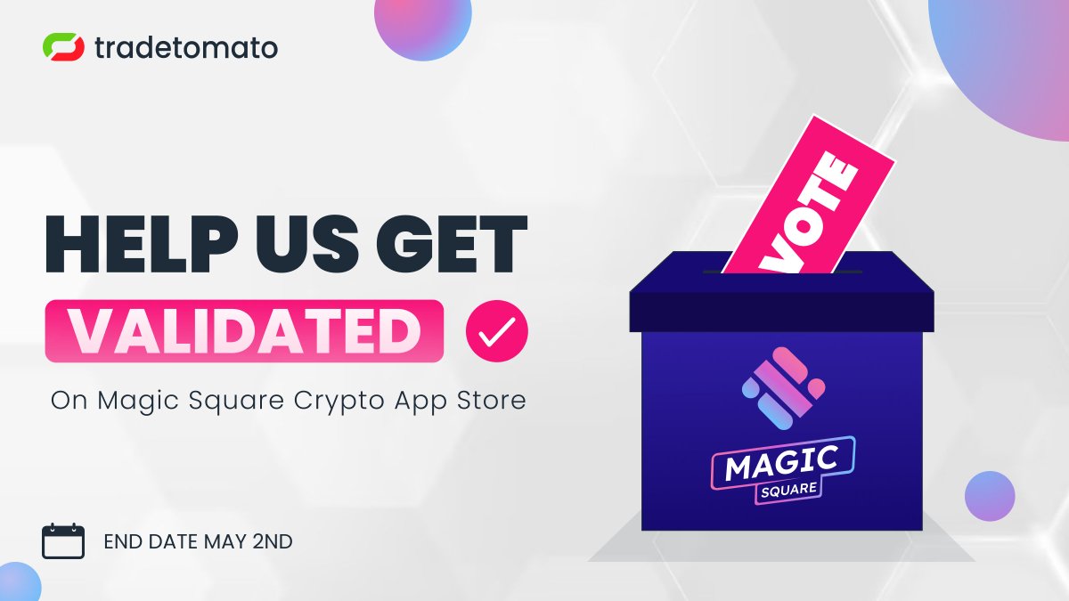 🚀 We've landed on @magicsquareio!

Help #Tradetomato grow by voting for us:

🔗 Visit MagicStore
✅ Log in with your wallet or email
👍 Navigate to the Tradetomato project
🌟 Cast a YES vote

Every vote propels us forward. Let's make it happen!
magic.store/app/tradetomato