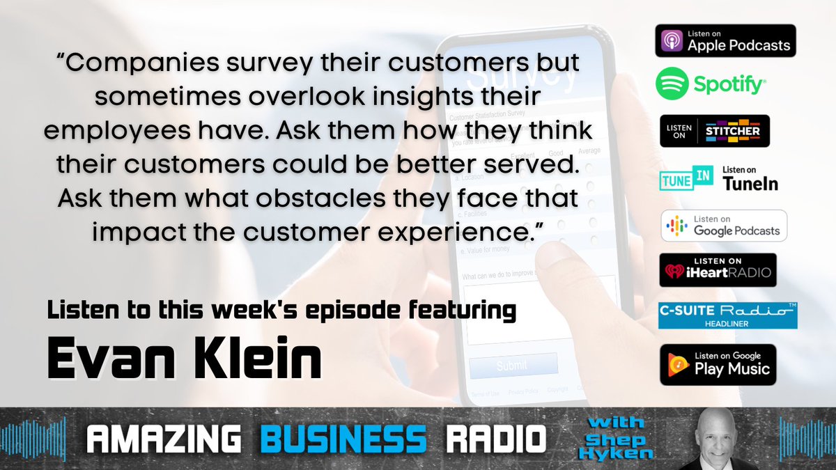 Catch this Amazing Business Radio with Evan Klein of @SatrixSolutions. He talks about how to leverage customer feedback to enhance every stage of the customer journey. hyken.com/amazing-busine… #customerservice #customerexperience #CX