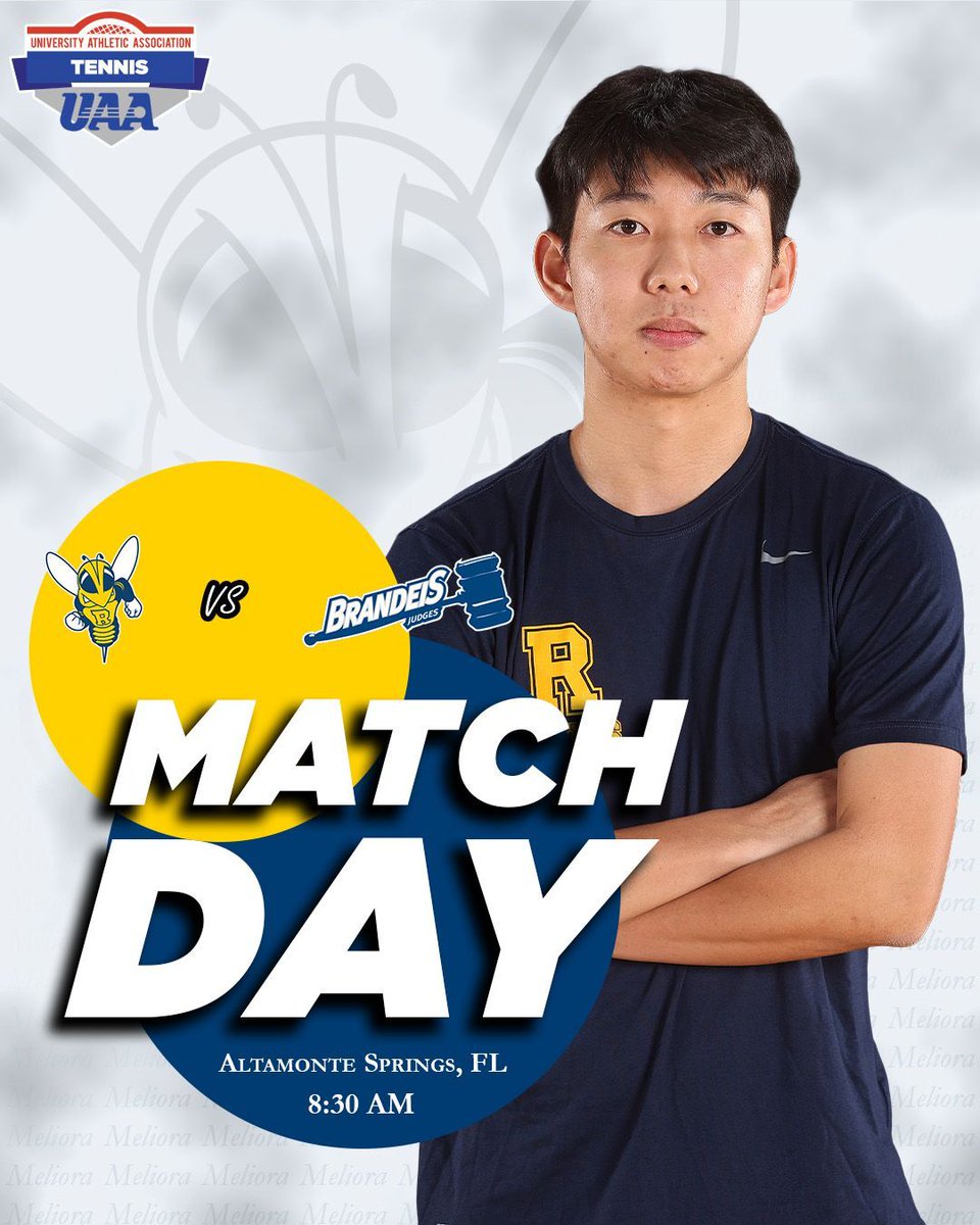Rochester Athletics (@uofrathletics) on Twitter photo 🎾 IT'S UAA MATCHDAY‼️ 🎾
The <a href="/UR_Tennis/">University of Rochester Tennis</a> men battle the Judges in the UAA Championships' seventh-place match!!!!
🆚: #8 Brandeis
⏰: 8:30 a.m.
📍: Altamonte Springs, FL
📊: buff.ly/3QniCKq
#GoJackets 🎾 IT'S UAA MATCHDAY‼️ 🎾
The <a href="/UR_Tennis/">University of Rochester Tennis</a> men battle the Judges in the UAA Championships' seventh-place match!!!!
🆚: #8 Brandeis
⏰: 8:30 a.m.
📍: Altamonte Springs, FL
📊: buff.ly/3QniCKq
#GoJackets