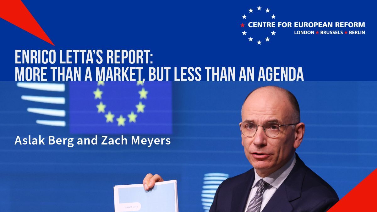 Enrico Letta’s single market report risks not moving European debate forward – but instead offering a shopping list of proposals the Commission can selectively reference for support.#Letta 🆕 insight by @BergAslak and @Zach_CER buff.ly/3Jw5OgV