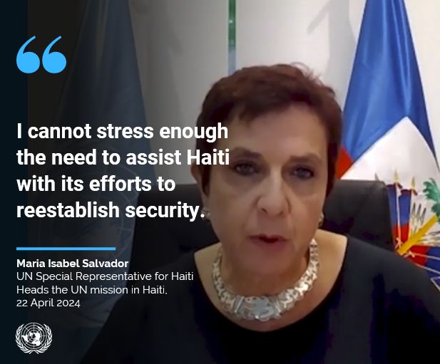 #Haiti: As gang violence increases, the international community must continue to stand in solidarity with the population, the UN Special Representative for the country @SALVADORMIsabel told the #UNSC. buff.ly/44djVRR