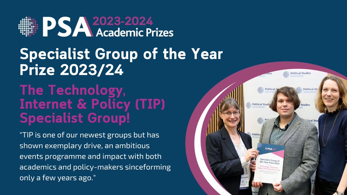 🏆 Spotlight on our Academic Prize winners! This year's Specialist Group of the Year Prize was jointly awarded. Our second winner was the @psa_TIP. Many congratulations!! 👏👏 More: psa.ac.uk/psa/news/psa-c…
