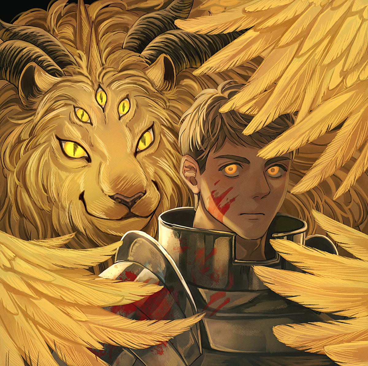 「翼獅子とライオス 」|笹倉のイラスト