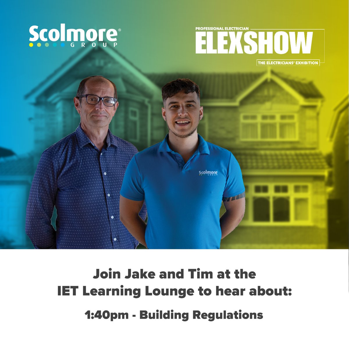 Make sure to visit the IET Learning Lounge at @Elexshow for a CPD-accredited talk from Jake and Tim about building regulations 🌇 Register for your FREE entry here 🔗 registration.hamerville.events/exf/no1pkpq5eu… #Elex #ElexShow #ClickScolmore #ElexHarrogate