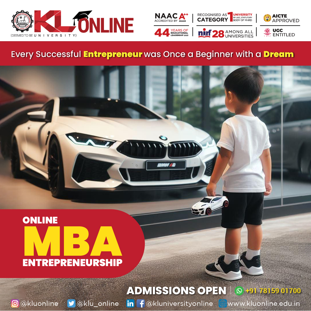 Gain the knowledge and skills to turn your entrepreneurial vision into a reality. Equip yourself to handle the challenges of starting and running a business.

#KLOnline #KLUniversity #Onlinedegree #OnlineMBA #pgcourses #InternationalStudents #Entrepreneurship #beginerdream