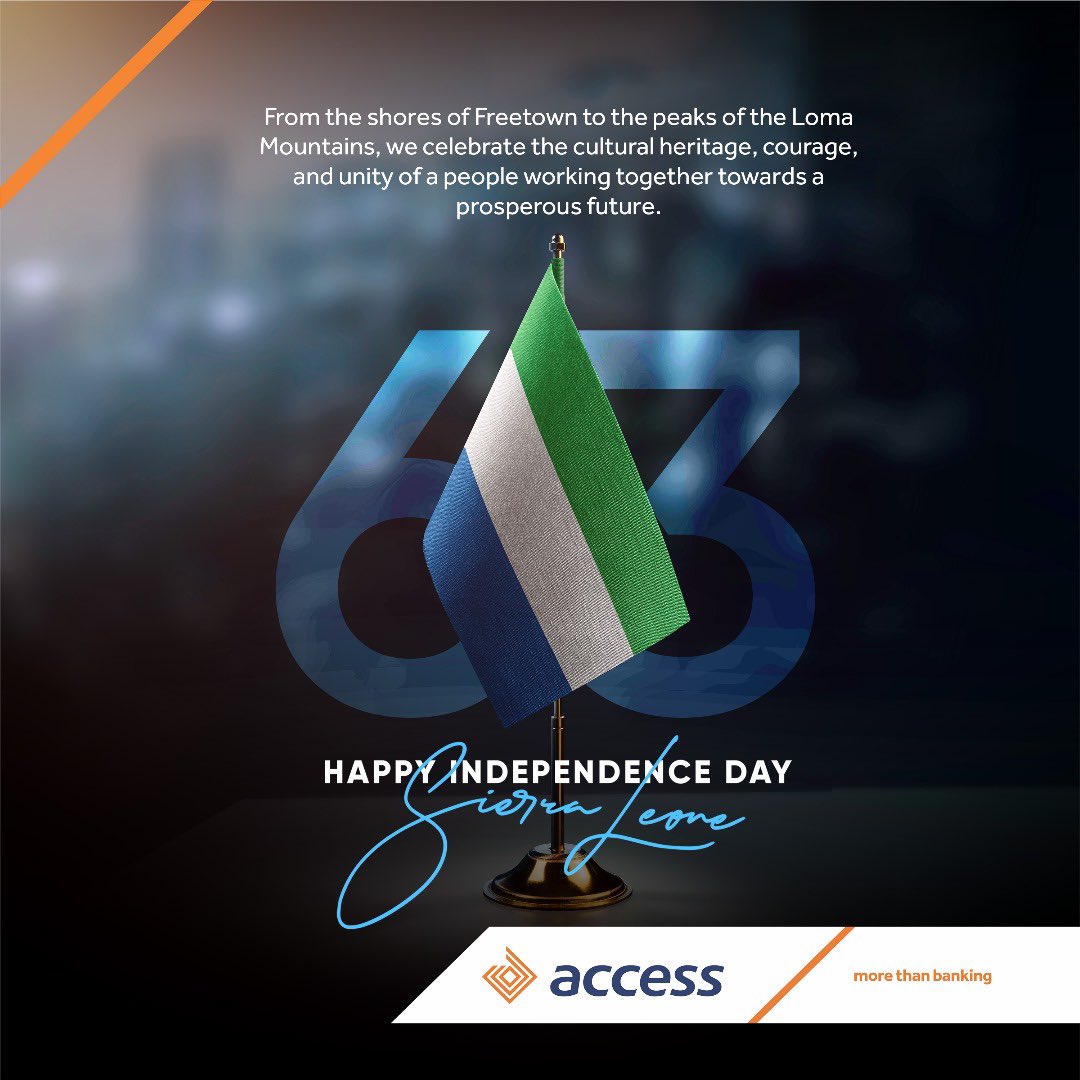 Free to sing Free to dance Free to be Sierra Leonean! Happy Independence Day to our Access Sierra Leonean family. Here’s to the vibrant spirit of this incredible nation. #SierraLeone #AccessMore #MoreThanBanking