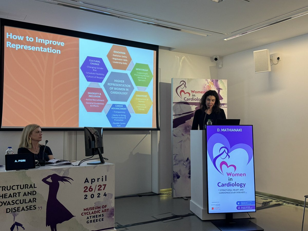 #GreeceWomeninCardiology 🇬🇷 Dr. Mathianaki speaking on how to improve representation of women in #cardiology