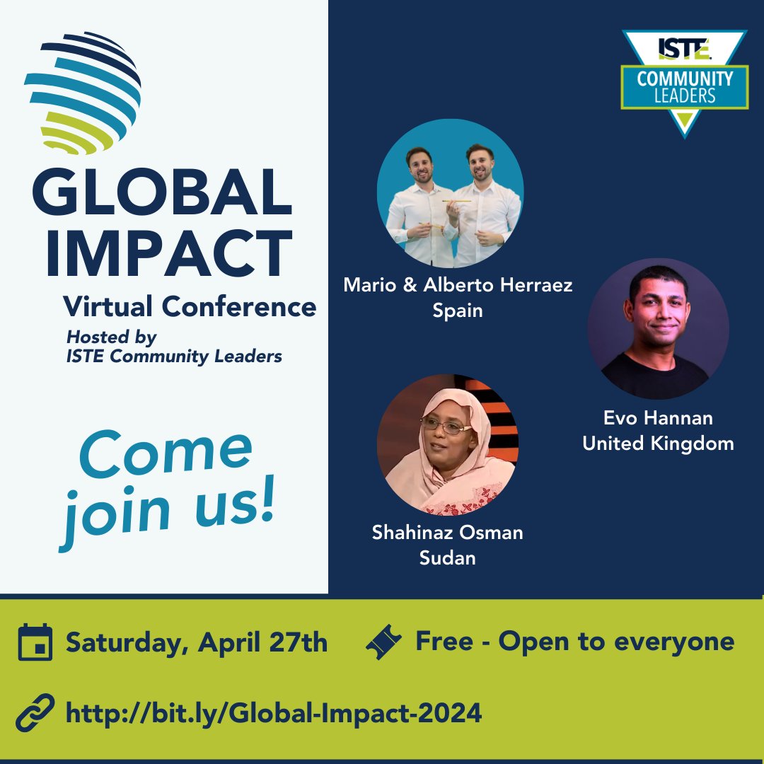 🎉 The Global Impact Conference @ISTEcommunity is now live! Excited to be featured with educators from across the globe sharing bold ideas. I'll be sharing my experience and learnings of #SustainabilityWeek in just under an hour. #D4SW24🌱 Join us here! sites.google.com/view/global-im…