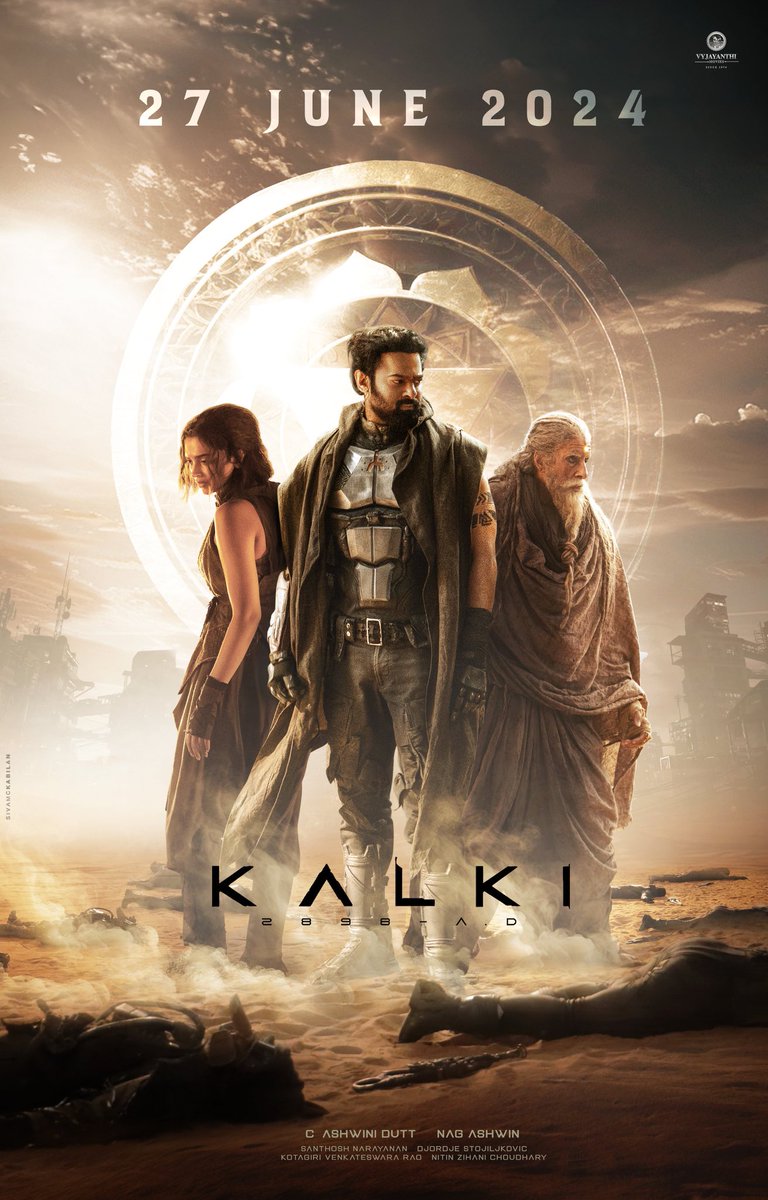 OFFICIAL - #Kalki2898AD in cinemas worldwide on June 27th 2024 Witness a tale set in a futuristic dystopian era year 2898AD where all forces come together to destruct an evil force Here’s a special poster with #Prabhas ⭐️ #AmithabBachchan ⭐️ #DeepikaPadukone ⭐️ #Prabhas…