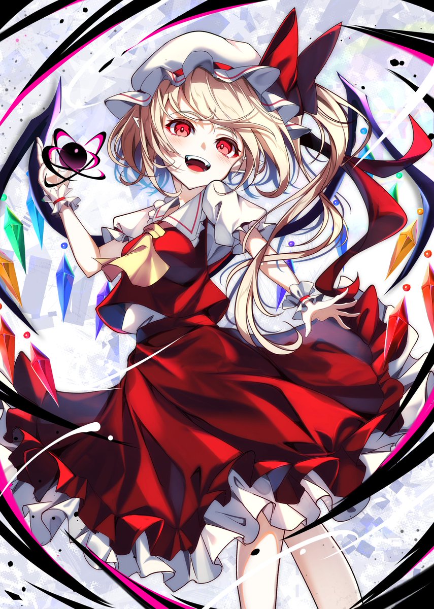 flandre scarlet 1girl solo long hair looking at viewer smile open mouth shirt  illustration images
