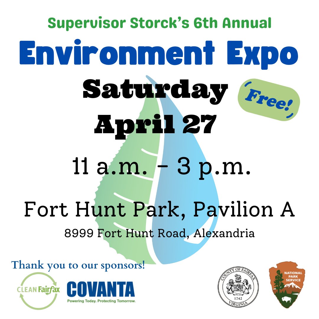 Join us at Fort Hunt Park for the 6th Annual #Environment Expo 🌎 from 11 a.m. to 3 p.m.

There will be music, giveaways, exhibitions, live animal demonstrations & more. 

Details: bit.ly/3To3pt3?utm_so…