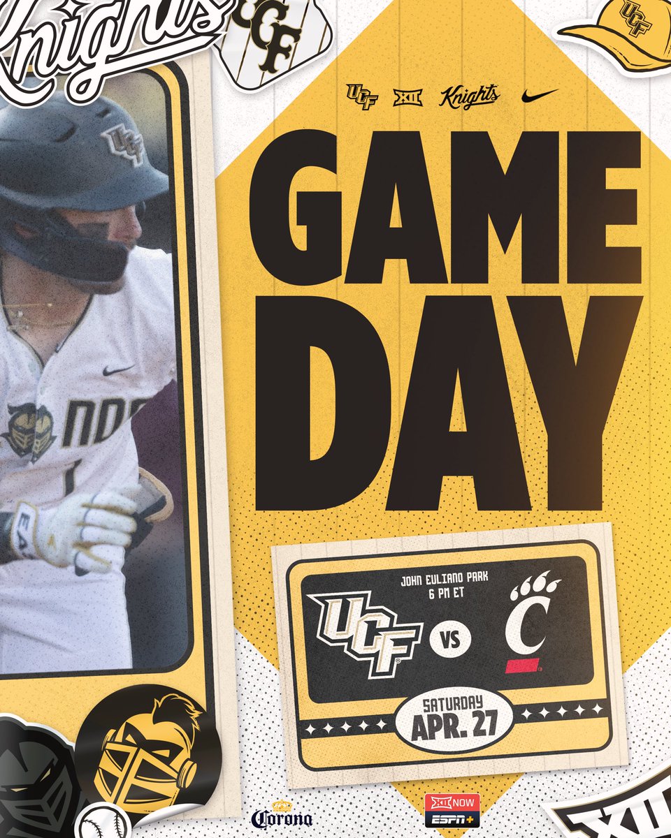 Time to even the series ⚔️ 🆚 Cincinnati 🕒 6 PM 🏟️ John Euliano Park 📺📻📊 linktr.ee/ucfbaseball