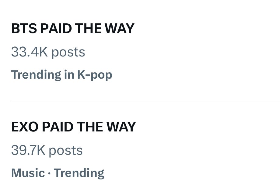 BTS PAVED THE WAY
EXO PAID THE WAY
EXO TANKED