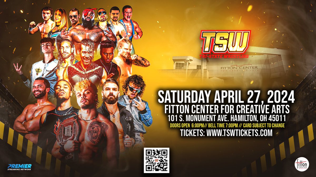 Tri-State Wrestling LIVE at Fitton Center 🍗Presented by Raising Cane’s Hamilton 🗓️ Saturday, April 27, 2024 📍Fitton Center for Creative Arts 101 S Monument Ave. Hamilton, OH 45013 🚪Doors: 6 PM 💥Pre-Show Kickoff: 6:40 PM 🔔Bell Time: 7 PM 🎟️: Tickets will…