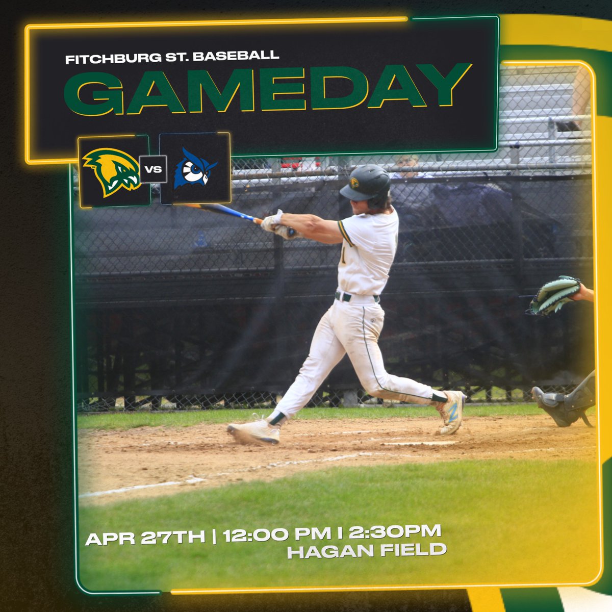 ⚾️Game Day⚾️BASEBALL I @FSUFalconsBSB 

📍Hagan Field
🆚 @WestfieldOwls 
⏰12:00PM/2:30PM
📊📺WestfieldStateOwls.Com

#FearTheFlock #TheFalconWay