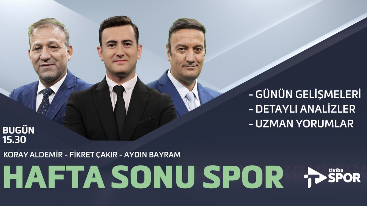 Hafta Sonu Spor'da @korayaldemir_'in konukları @abayram71 ve @fikretcakir oluyor! Canlı yayın👇 youtube.com/live/r_IEFXrhh…