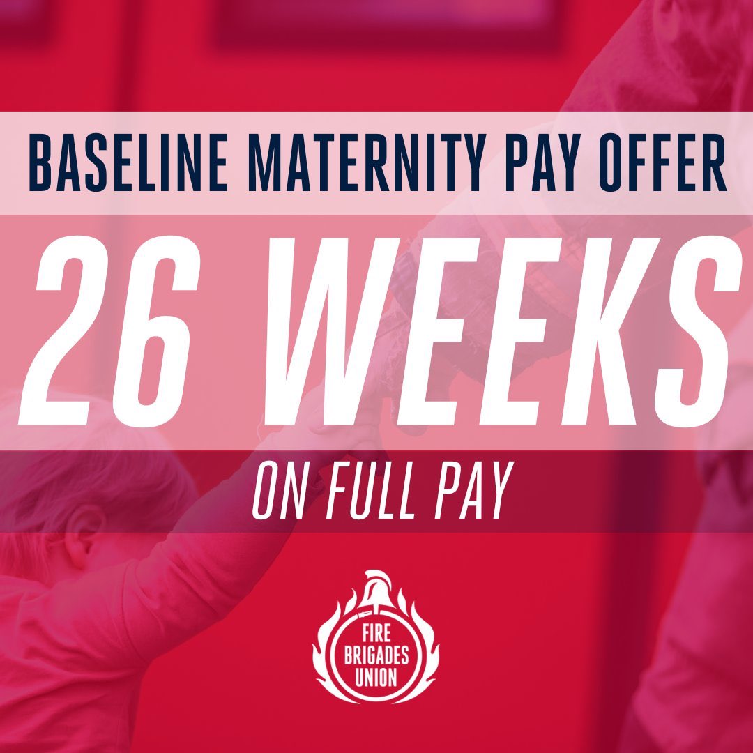 🔥 A pay offer for 2024 would set a minimum maternity entitlement of 26 weeks on full pay for all firefighters and fire control staff. This is the direct result of pressure by FBU members, who will now vote on the offer. Whatever happens, our campaign for 52 weeks will continue
