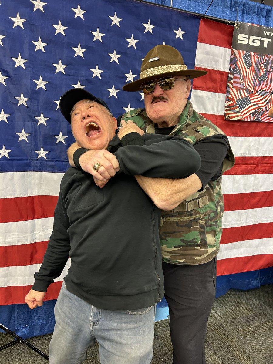 Listen Up #LarryHama I Want A ReMatch TODAY At The Fayetteville Comic Con🫵🏻This Time It’s 2 out of 3😂Lookout Cobra🐍⁦@GIJoeOfficial⁩ #LarryHama & @sgtslaughter Are Taking NO PRISONERS💪🏻YO⭐️JOE👍🏻🫡