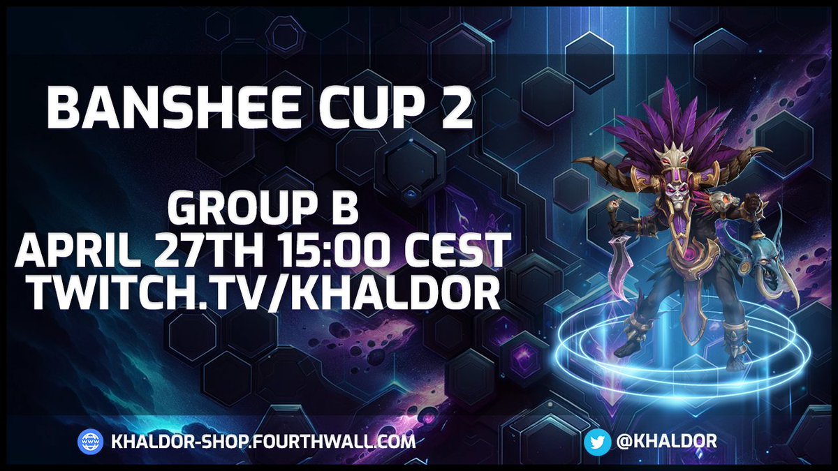 Thomas Kilian (@khaldor) on Twitter photo We have group B starting today as we discover our final 2 teams for the finals next weekend! Watch all the <a href="/BlizzHeroes/">Heroes of the Storm</a> Banshee Cup games at twitch.tv/khaldor! We have group B starting today as we discover our final 2 teams for the finals next weekend! Watch all the <a href="/BlizzHeroes/">Heroes of the Storm</a> Banshee Cup games at twitch.tv/khaldor!