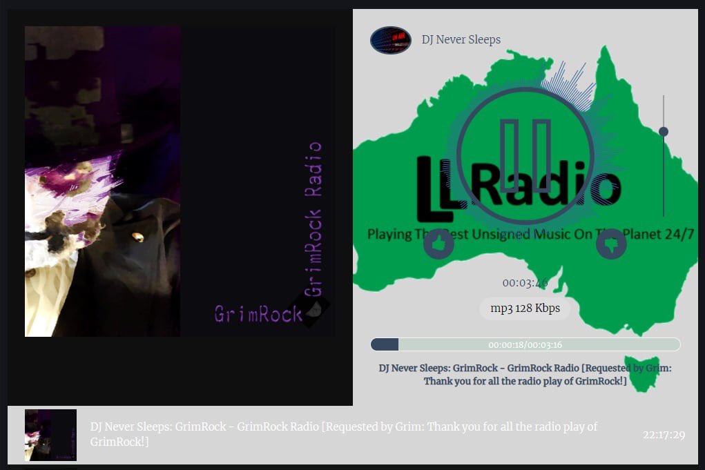 There are radio stations that don’t tag you when they play you but @onlineradiobox shows you who played you! Super shout out to @lava_radio in Australia for spinning the Grim lots! Made a request with a note to thank them. Rock on! #worldwide #RadioPlay