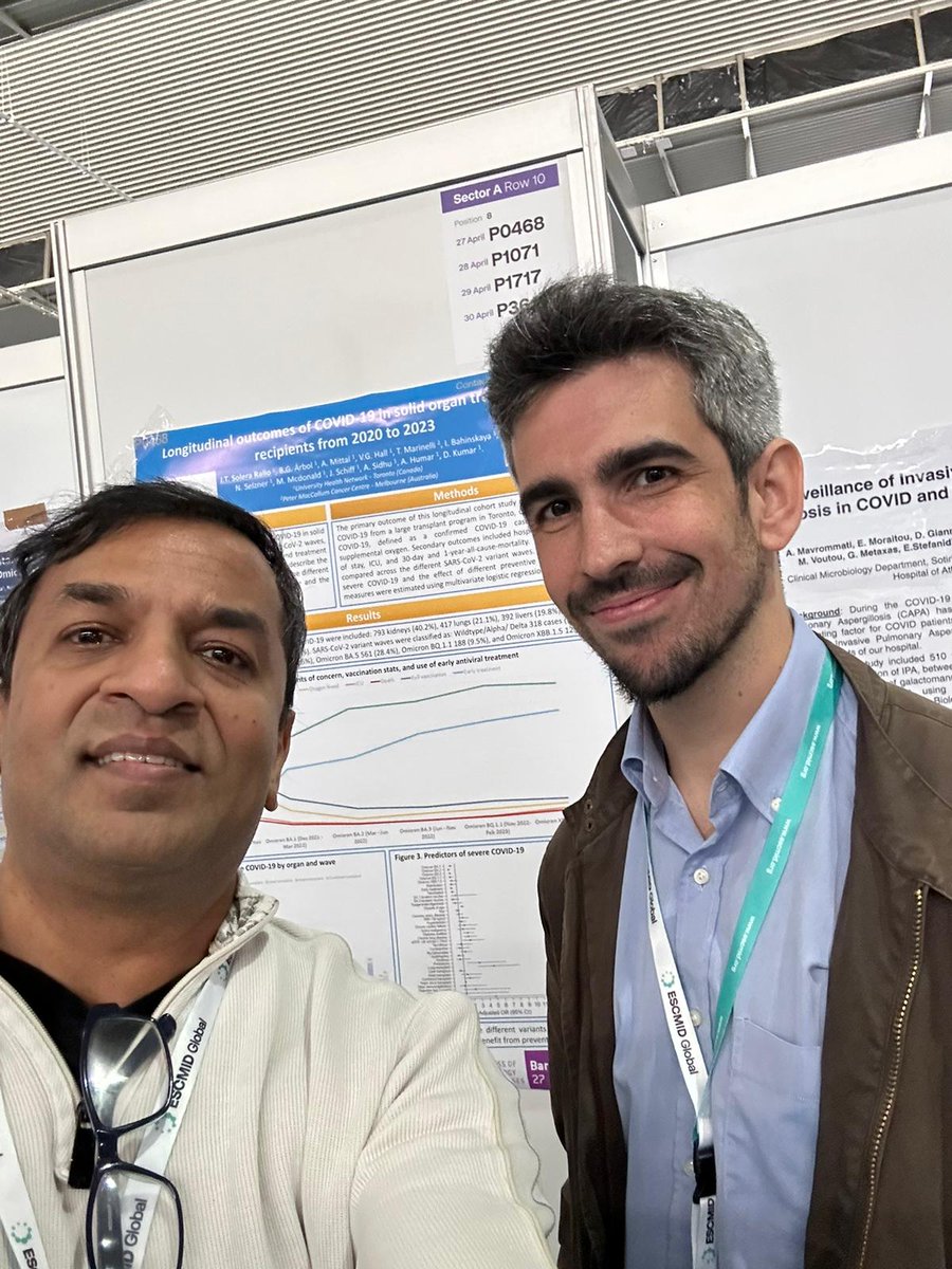 Happy to meet my Toronto colleagues @victoriahall26 @HumarAtul at #ECCMID2024 to share our data about COVID-19 in SOT