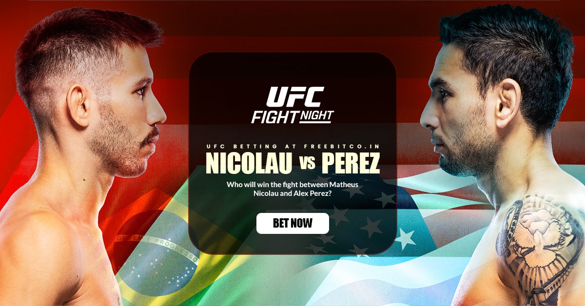 Get ready for an electrifying showdown at #UFC Fight Night! 🥊🔥 Matheus Nicolau and Alex Perez are gearing up to clash, but the real question is: Who will emerge victorious? Don't miss out on the adrenaline-pumping action – predict and win #BTC.