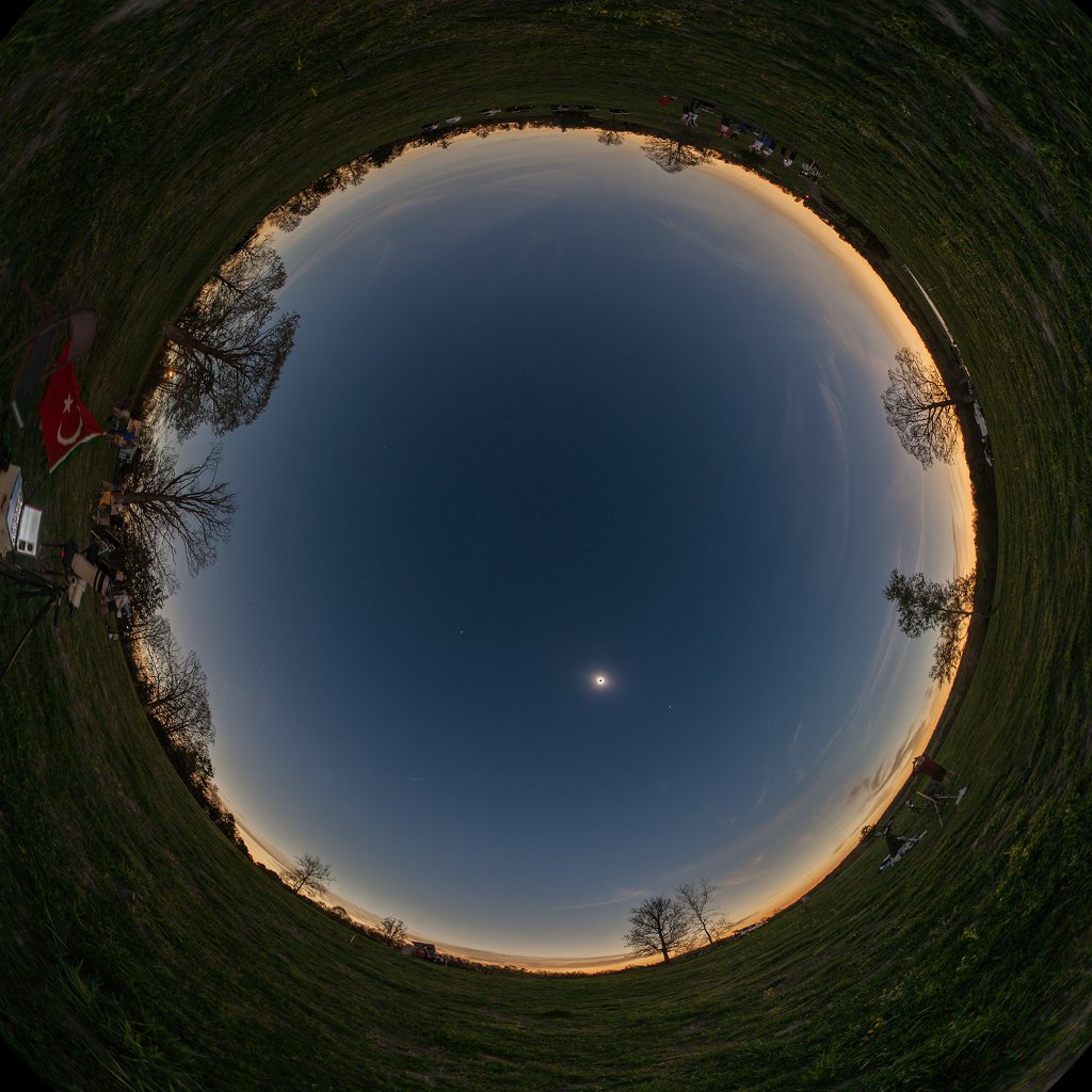 #APOD: ALL SKY MOON SHADOW

The all-sky Moon shadow shown in this composited panoramic view was captured from a farm near Shirley, AK. The exposures were made under clear skies during the April 8 totality that lasted over 4 minutes.

#NASA #Eclipse2024 #NSFEclipse