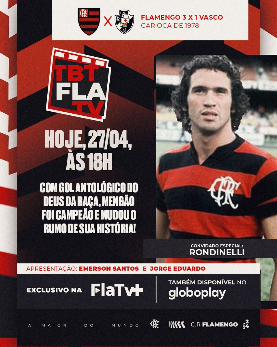 Fique ligado na FlaTV+! 

Hoje tem TBT FlaTV com o nosso ídolo Rondinelli! 

Acesse agora: flatvmais.com.br 

#CRF