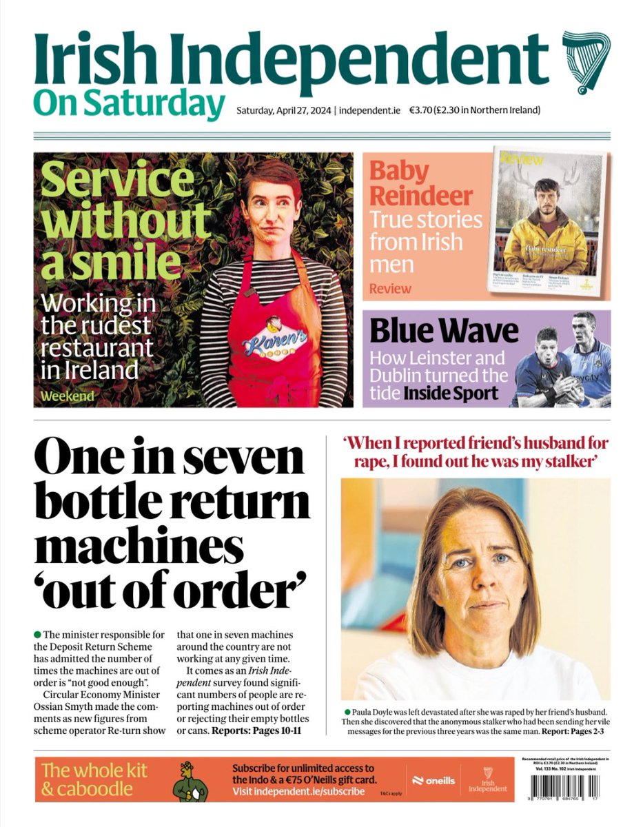 Irish Independent on Saturday - have a great weekend - all available at independent.ie
