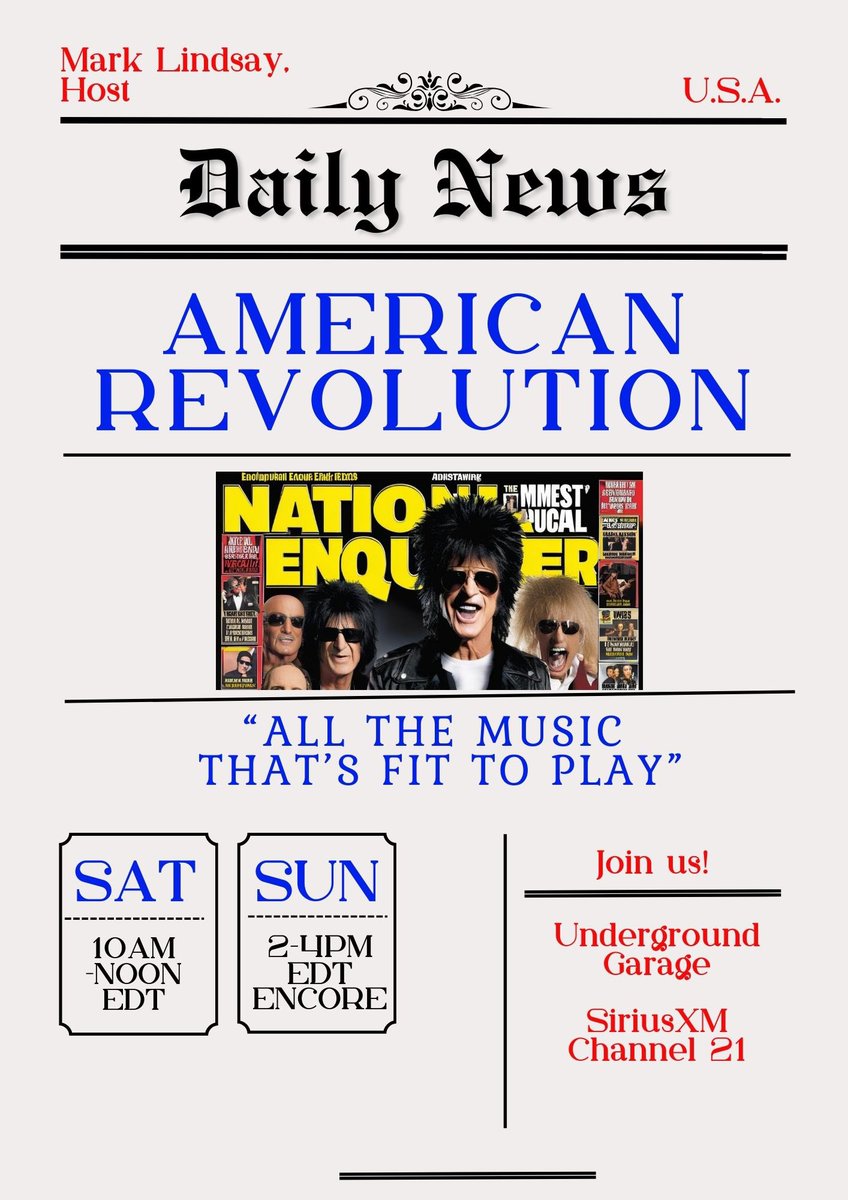 Today’s American Revolution Radio Show is all about the news being in the news. Listen in and you’ll hear about MY experience with The National Enquirer! 😎 Cya at 10am ET in @littlesteven_ug on @SiriusXM channel 21