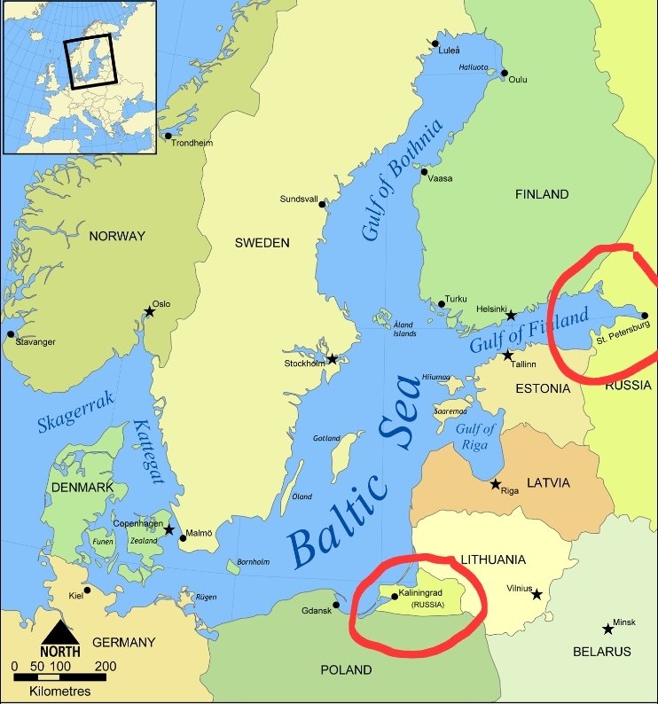 Why is Europe allowing Russia to use Kaliningrad as a base for terrorizing civil EU aviation?

Russia only controls 2% of the Baltic Sea, yet we allow them to treat it as their own personal lake.

- Blockade Kaliningrad
- Close Gulf of Finland to all Russian ships
- Kick Russian…