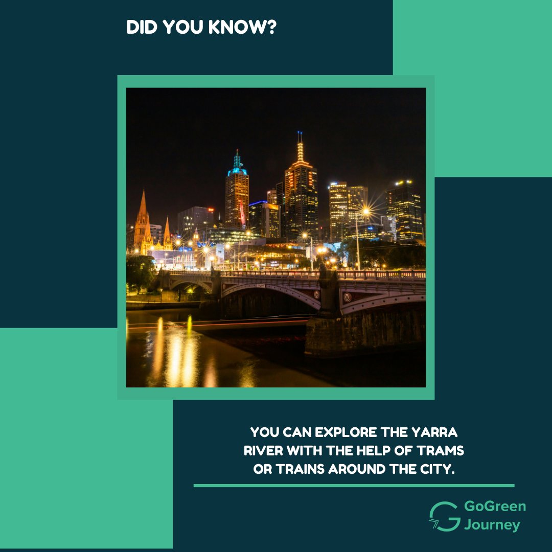 Explore the Yarra River with trams or trains around the city. Enjoy a scenic journey and don't miss the lighted bridges over the river during nighttime! 

#explorebytransit #discoveryourcity #accessibletravel #carfreeadventures