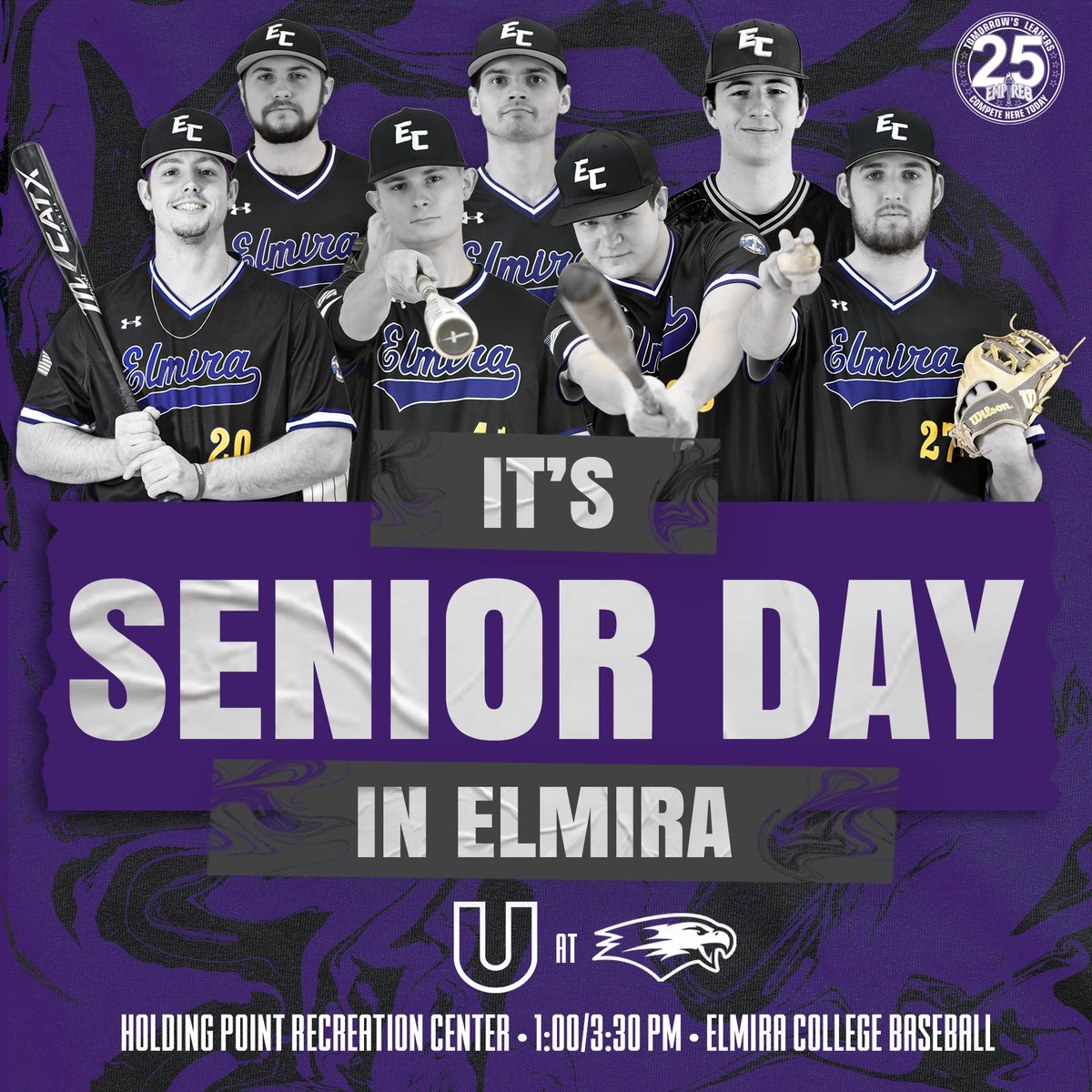 First Pitches, Senior Day, Baseball! @ElmiraBaseball wraps up @Empire8 action this weekend against the Pioneers!

🆚 Utica
🕐 1:00 PM/3:30 PM 
📍 Horseheads, NY | Holding Point
📺 & 📊: bit.ly/3lKw2jp

#TogetherWeFly #FightOn4EC #ElmiraProud