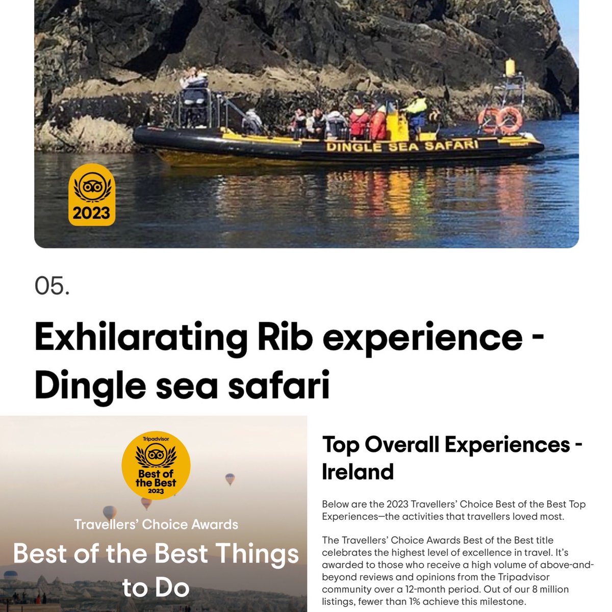 #5 on TripAdvisor’s Top Overall Experiences in Ireland for 2024 🤩🚤 We are delighted & so grateful to all our customers for the amazing reviews we’ve received on @Tripadvisor over the past 12 months for us to come in the top 5 of the Top Overall Experiences in Ireland