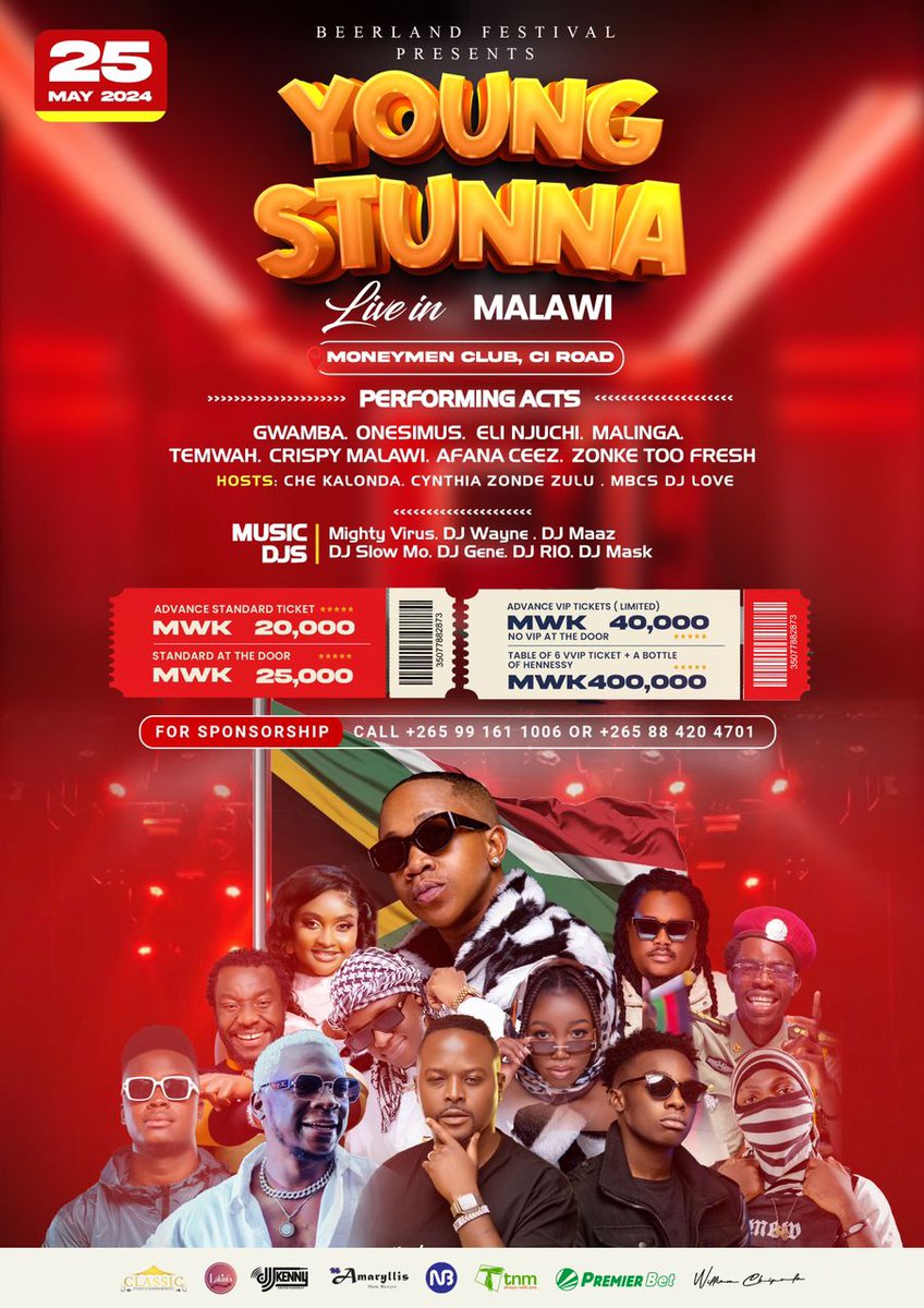 YOUNG STUNNA IS COMING TO MALAWI 🇲🇼 🇿🇦 A huge show with a huge line up of Artists 😉 #BeerlandYoungStunna #YoungStunnaLiveInMalawi #YoungStunnaMalawi