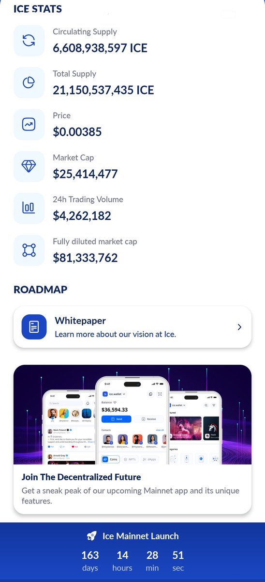 191 Days Left to Launch Ice Mainnet ! ( 7 October ) if You Are Waiting Then...

Type Comment 'Ice To The Moon'🔥🔥

Like ❤️  |  Retweet 🔄  |  Comment 🖍️

#iceNetwork  $BUBBLE TRIP #SidraFamily $BEYOND #PARAM  #Airdrop #BTC    #Icemainnet #Icetestnet #cryptocurrency