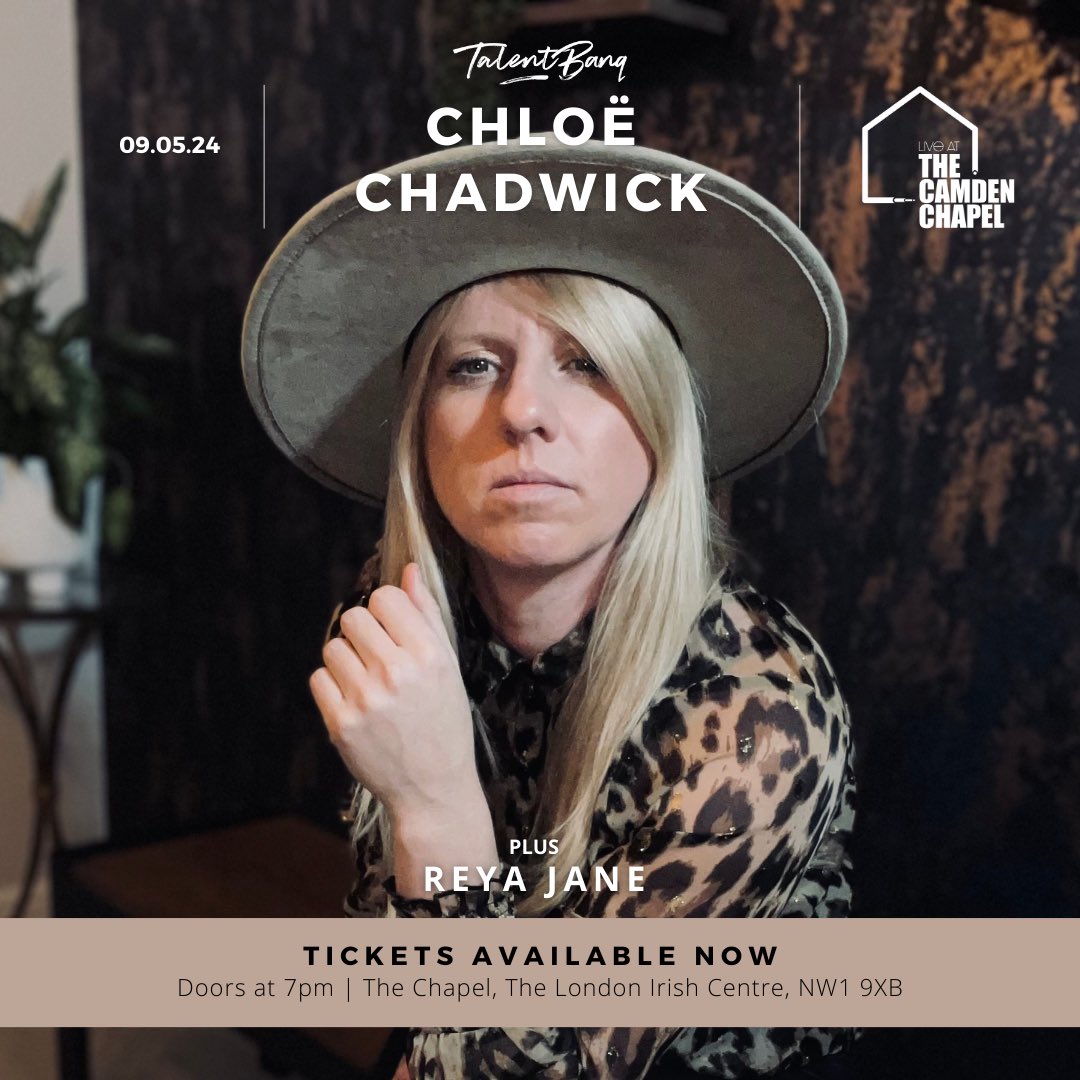 Coming up… I can’t wait to perform in London next month for an intimate solo show on Thursday 9th May at The Camden Chapel w @talentbanq Tickets are available here talentbanq.com/event/chloe-ch…