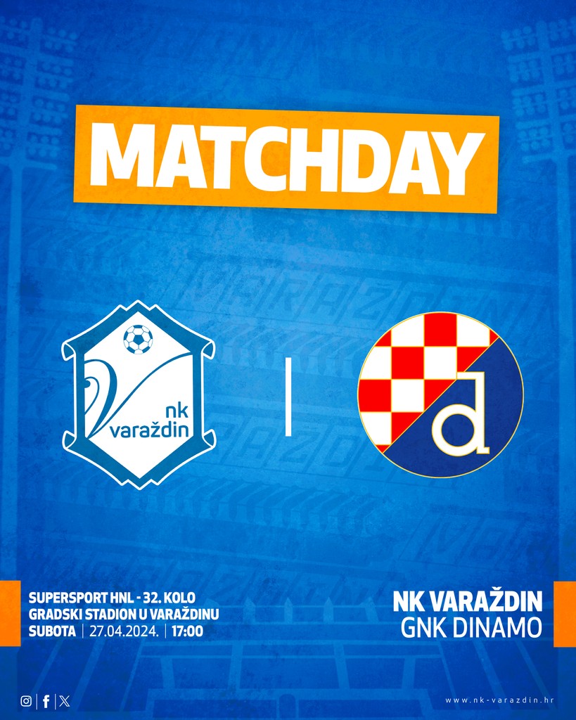 Danas u 17:00 očekuje nas utakmica 32. kola SuperSport HNL-a protiv GNK Dinama. Sretno dečki! #nkvarazdin #ovojenasgrad