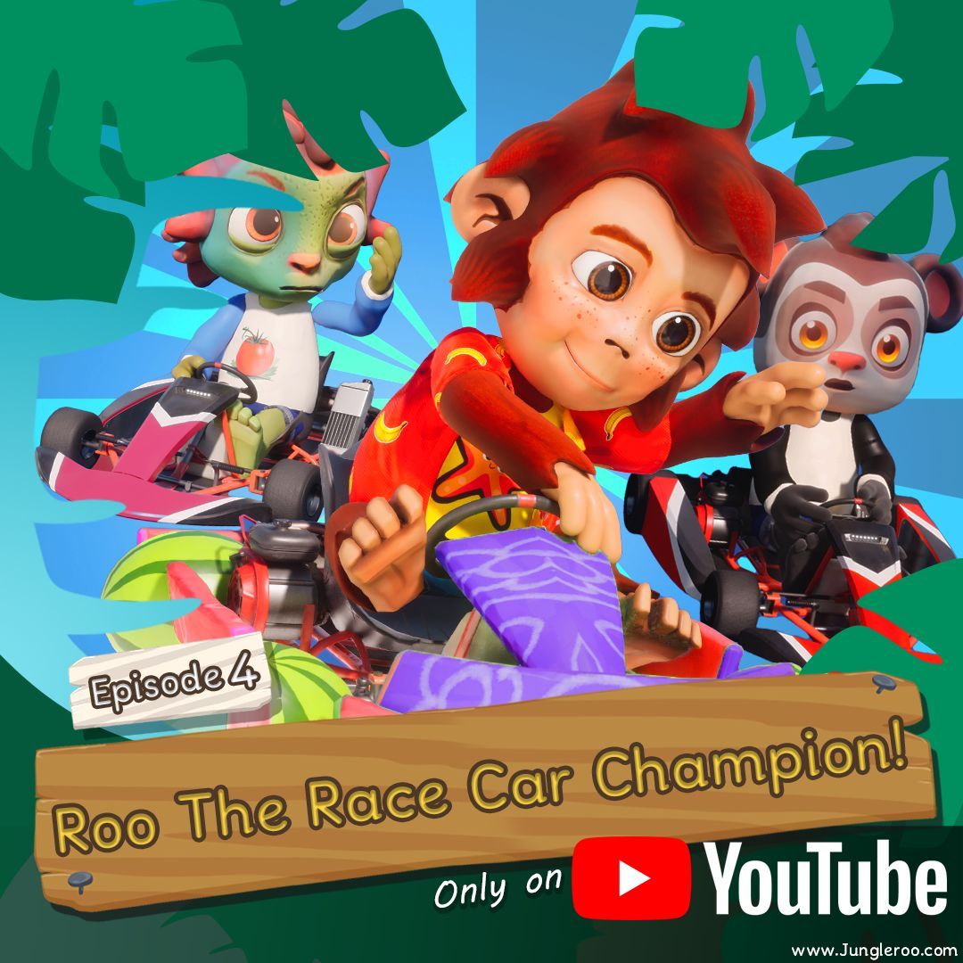 Roo The Race Car Champion! #newepisode #jungleroo #race #car #learning #youtube #early #earlylearning #driving #champion #race #play #home #homeschooling #teach #monkey #jurassicpark #pixar #disney #kids #winner #gokart