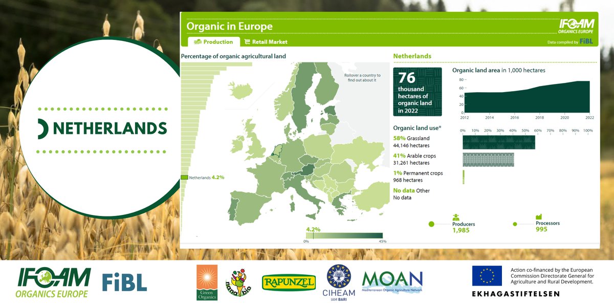 Happy National Day Netherlands🎉The 🇳🇱 had almost 1,000 #OrganicProcessors in 2022. More statistics on #EuropeanOrganicMarket on our updated interactive map🧐👉 ow.ly/S5I250EiJFa 
@fiblorg @FiBLStatistics @AvalonNL @BionextTweets @LouisBolk @OCAccelerator @skalbiocontrole